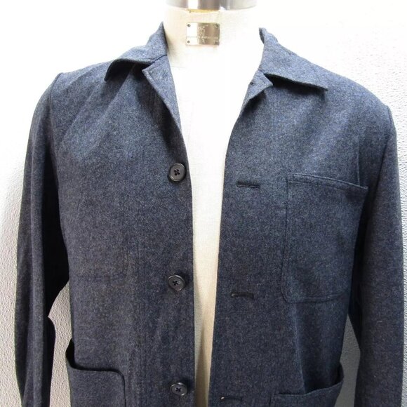 NEW ALAN PAINE Men's US M Richmond Wool Blend Knitted Shacket Shirt Jacket Navy - Picture 6 of 11